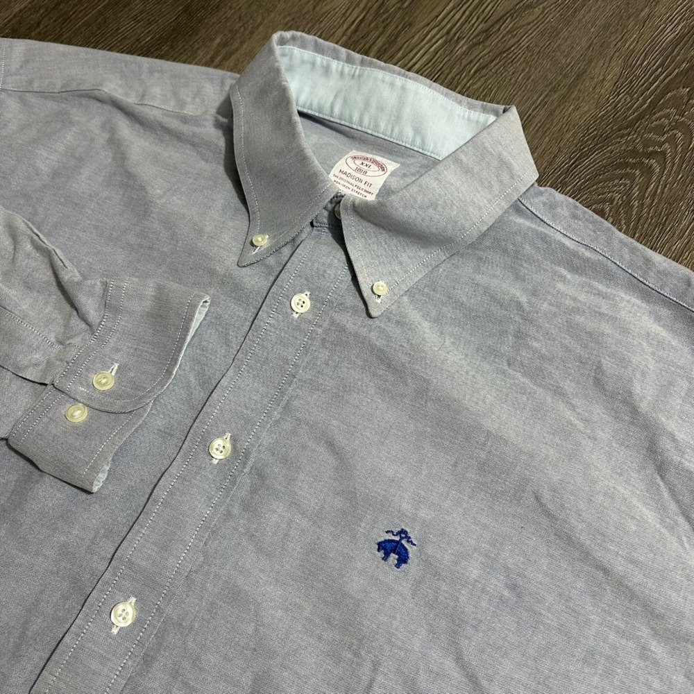 Brooks Brothers Button Down XXL Blue Madison Fit Non-Iron Stretch Long Sleeve - Picture 1 of 7
